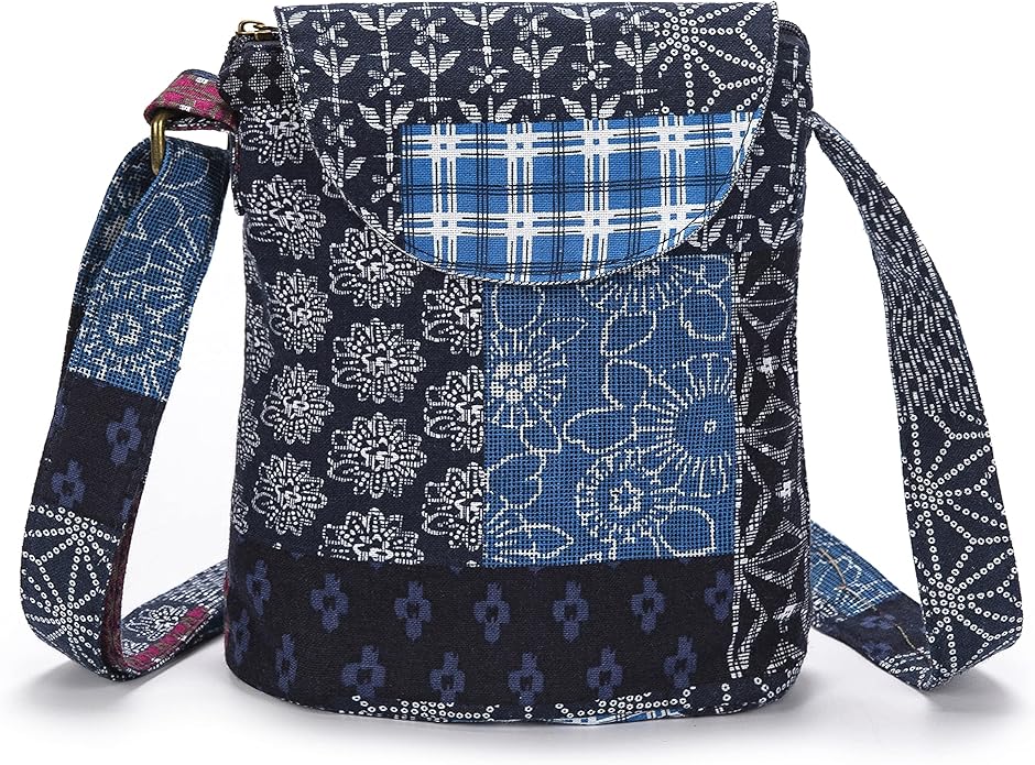 OPQRSTU Women's Retro Small Size Canvas Shoulder Bag Hippie Boho Crossbody Handbag