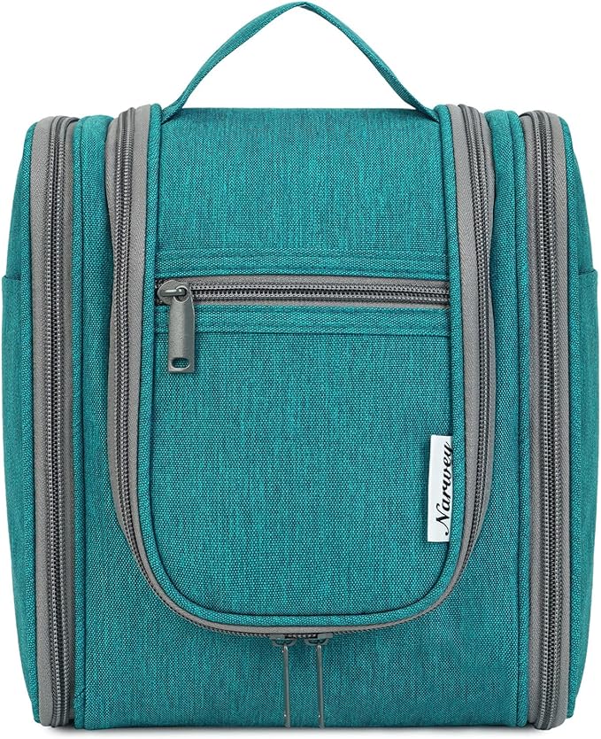 Narwey Small Hanging Travel Toiletry Bag Cosmetic Make up Organizer for Women and Men (Medium, Teal)