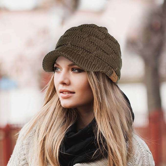 C.C Hatsandscarf Exclusives Women's Ribbed Knit Hat with Brim (YJ-131)(YJ-2023)