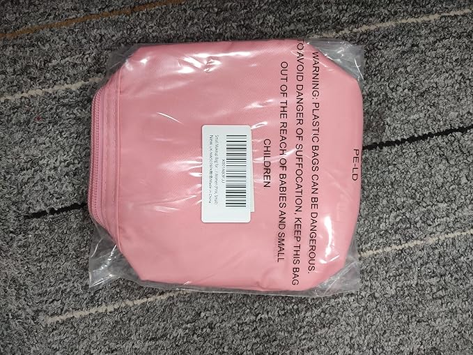 Narwey Small Makeup Bag for Purse Mini Cosmetic Bag Travel Makeup Pouch Zipper Pouch Cute Make up Bags with Compartments for Women Girls (Pink, Small)