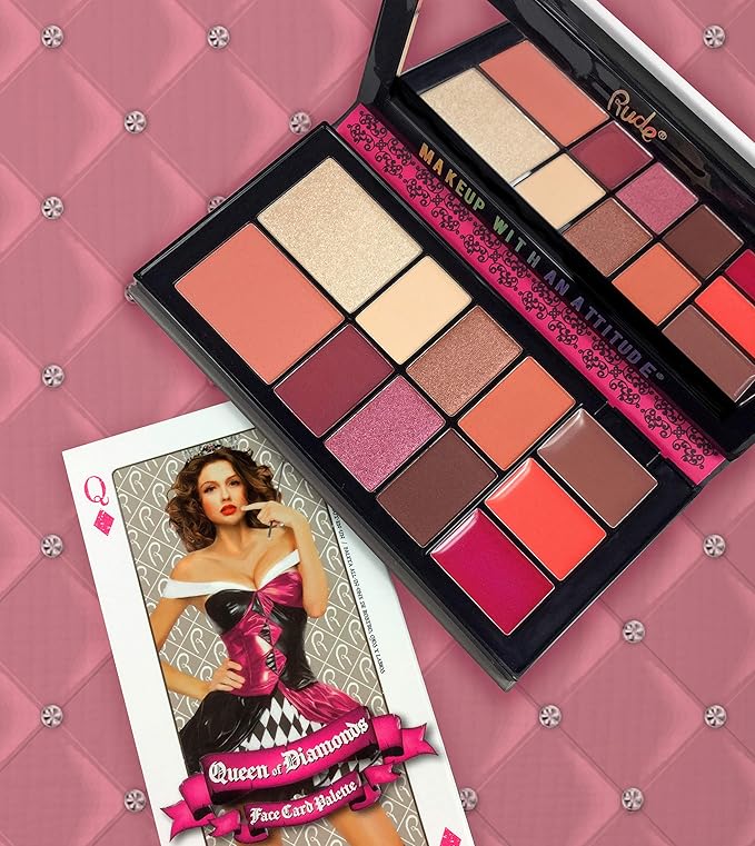 Face Card Palette - Queen of Diamonds by Rude Cosmetics for Women - 0.51 oz Makeup