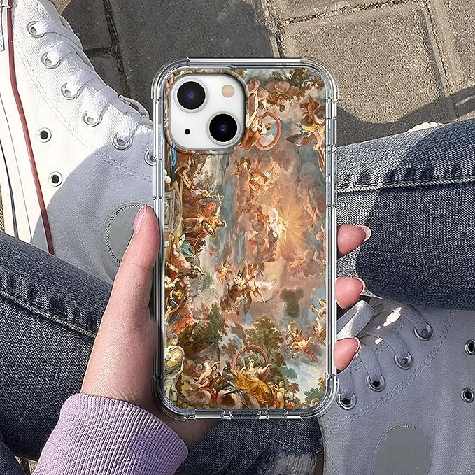 Case for iPhone 13 Mini with Renaissance Art Design,Aesthetic Classical Angel God Painting,Unique Soft TPU Protective Phone Cover(13mini,Gods)