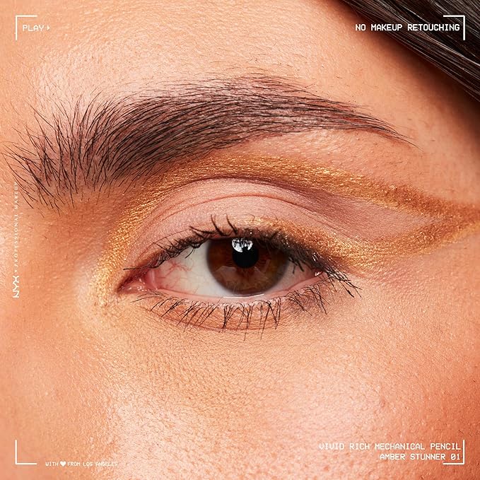 NYX PROFESSIONAL MAKEUP Mechanical Eye Pencil, Vivid Rich Mechanical, Creamy Retractable Eyeliner - Amber Stunner, Gold Eyeliner