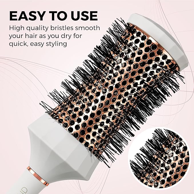 Lily England Round Hair Brush Set, 4 Piece Professional Blow Dry Kit with 3 Round Brushes and Comb for Styling, Beauty Gifts Sets for Women (White)