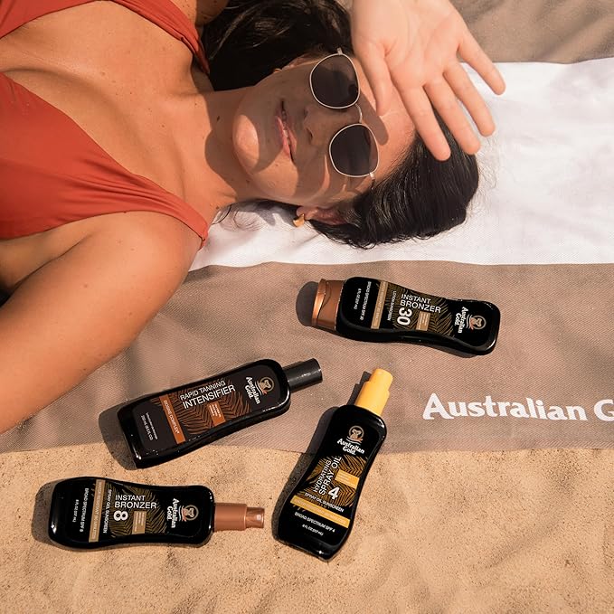 Australian Gold Spray Gel Sunscreen with Instant Bronzer SPF - 4, 8 Ounce | Moisturize & Hydrate Skin | Broad Spectrum | Water Resistant | Non-Greasy | Oxybenzone Free | Cruelty Free
