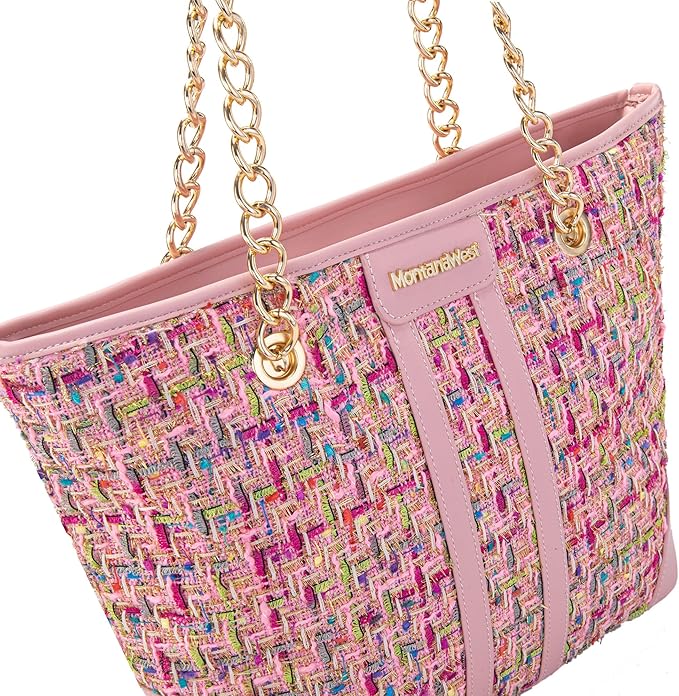 Montana West MEDIUM Tote Bag for Women Quilted Chain Handbags Shoulder Purse