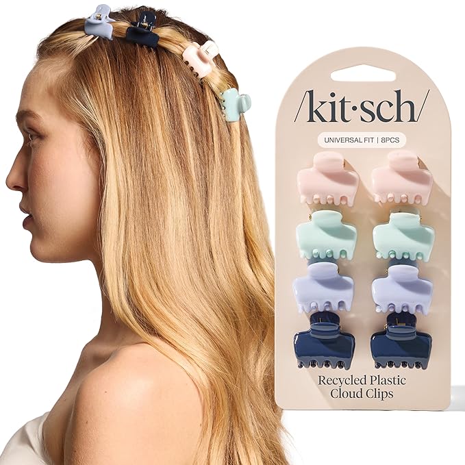 Kitsch Small Hair Clips for Women and Girls – Mini Claw Clips – Hair Accessories for Women – Daily Styling, Recycled, Garden Bouquet – 8pc Set