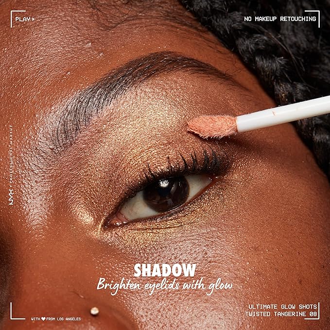 NYX PROFESSIONAL MAKEUP Ultimate Glow Shots, Liquid Eyeshadow, Long-Lasting Shimmer Eye Shadow with Vitamin C - Twisted Tangerine