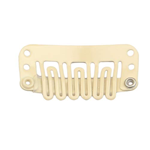 20pcs Hair Extension Clips U-Shaped 6-Teeth 3.2cm Stainless Snap Clips for Wigs, Hair Extensions, Hairpieces,T oupee (Beige)