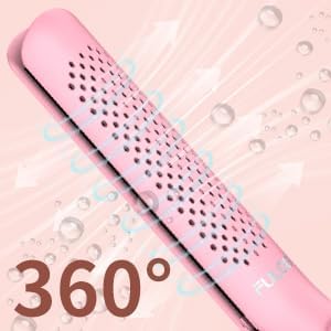 360° Airflow Styler Curling Iron, 1.25 Inch Hair Straightener and Curler 2 in 1, LED Display Curling Flat Iron with Cooling Air Vents to Lock in Style, Adjustable Temp Curling Wand (Pink)