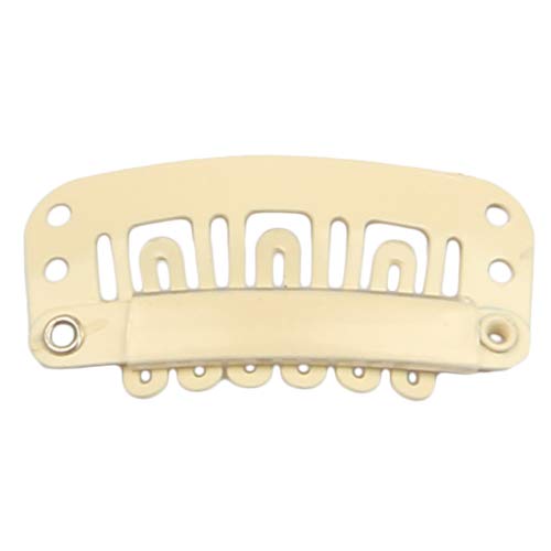 20pcs Hair Extension Clips U-Shaped 6-Teeth 3.2cm Stainless Snap Clips for Wigs, Hair Extensions, Hairpieces,T oupee (Beige)