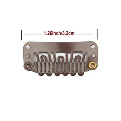 20 Pcs Stainless Steel U-Shape Snap Clips for Wigs, Hair Extensions, Hairpieces - Wig Accessories (Dark Brown)