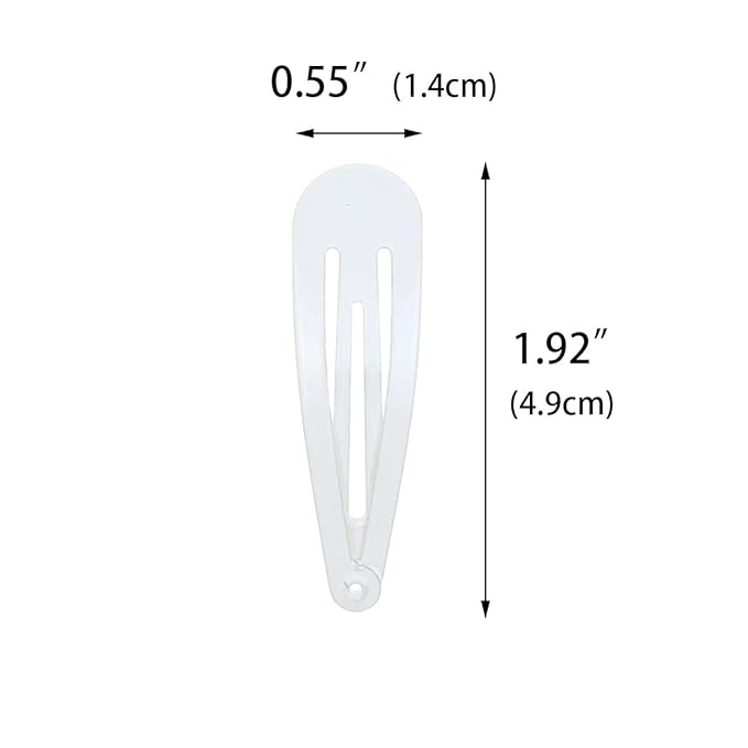 40 Counts White Color Metal Snap Hair Clips 2 Inch Barrettes for Women Accessories