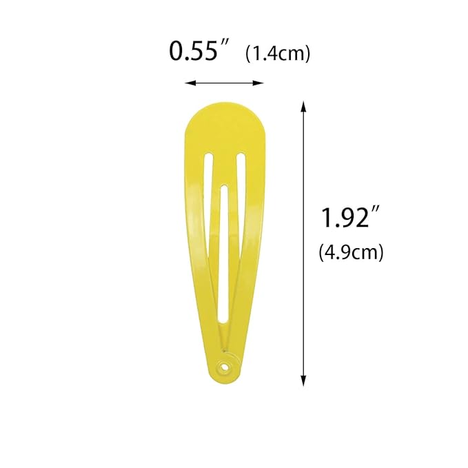 40 Counts Yellow Color Metal Snap Hair Clips 2 Inch Barrettes for Women Accessories
