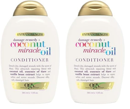 OGX Extra Strength Damage Remedy + Coconut Miracle Oil Conditioner for Dry, Frizzy or Coarse Hair, Hydrating & Flyaway Taming Conditioner, Paraben-Free, Sulfate-Free Surfactants, 13 fl oz (Pack of 2)