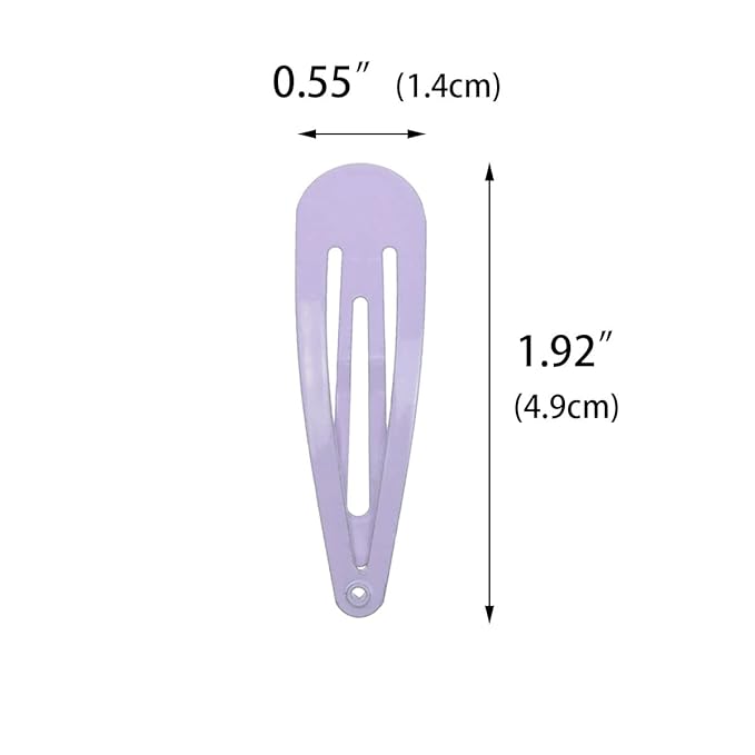 40 Counts Colorful Metal Snap Hair Clips 2 Inch Barrettes for Women Accessories (light purple)