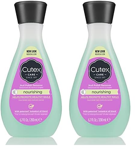 Nail Polish Remover by Cutex, Nourishing Nail Care, Leaves Nails Looking Healthy, Contains Vitamins E & Apricot Oil, 6.76 Fl Oz (Pack of 2)