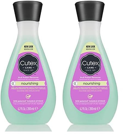Nail Polish Remover by Cutex, Nourishing Nail Care, Leaves Nails Looking Healthy, Contains Vitamins E & Apricot Oil, 6.76 Fl Oz (Pack of 2)