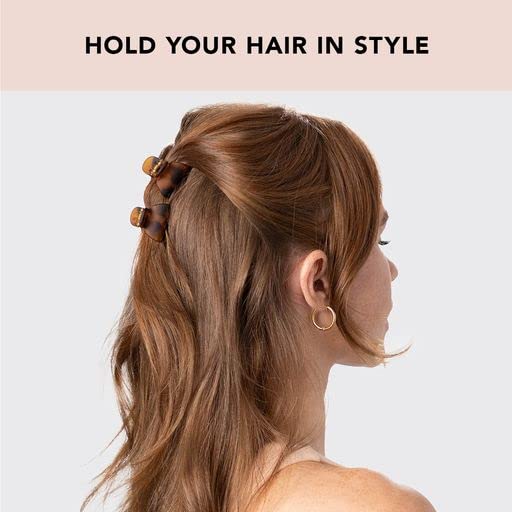 Kitsch Recycled Plastic Mini Hair Clips for Women - Tortoise & Black Claw Clips for Thin Hair, 6 pcs