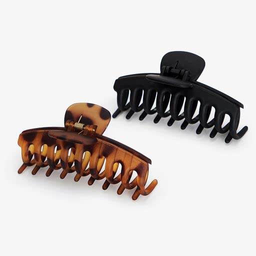 Kitsch Recycled Plastic Large Oversized Matte Hair Clips for Women, Big Claw Clips for Thick Hair, Girls (Black)