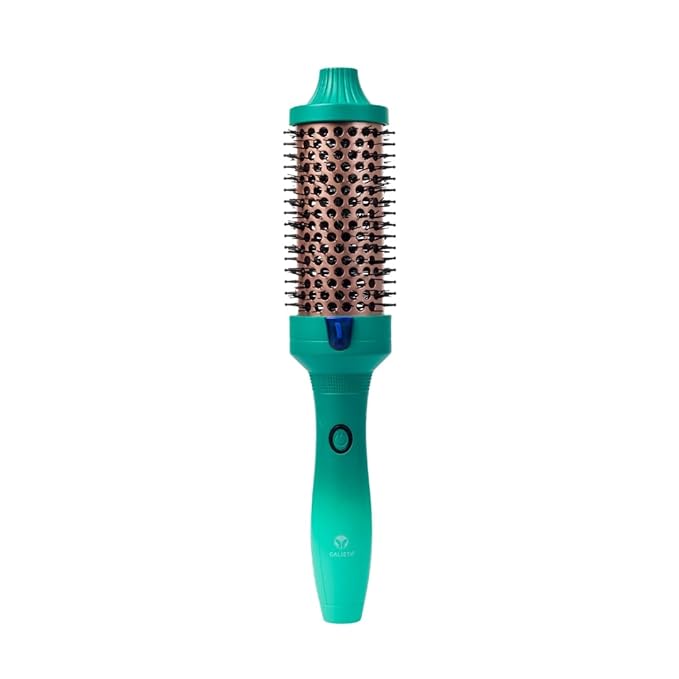 CALISTA FAUXblo Thermal Blowout Brush | Heated, Airless Round Brush | Heats to 365F | One-Step Blowout for Smooth, Shiny Hair | 3 Sizes | Dual Voltage (Emerald, 1.77)
