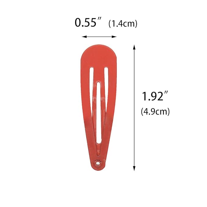 40 Counts Red Color Metal Snap Hair Clips 2 Inch Barrettes for Women Accessories