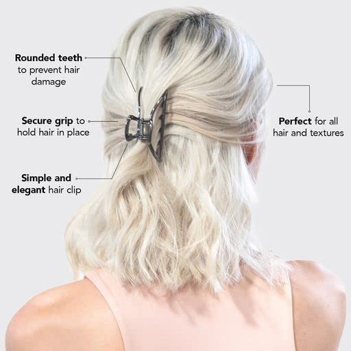 Kitsch Metal Hair Clips for Women - Durable & Elegant Metal Claw Clips, Perfect for Everyday Use & Special Occasions - Hematite, 1 Piece