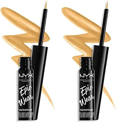 NYX PROFESSIONAL MAKEUP Epic Wear Liquid Liner, Long-Lasting Waterproof Eyeliner - Yellow (Pack of 2)
