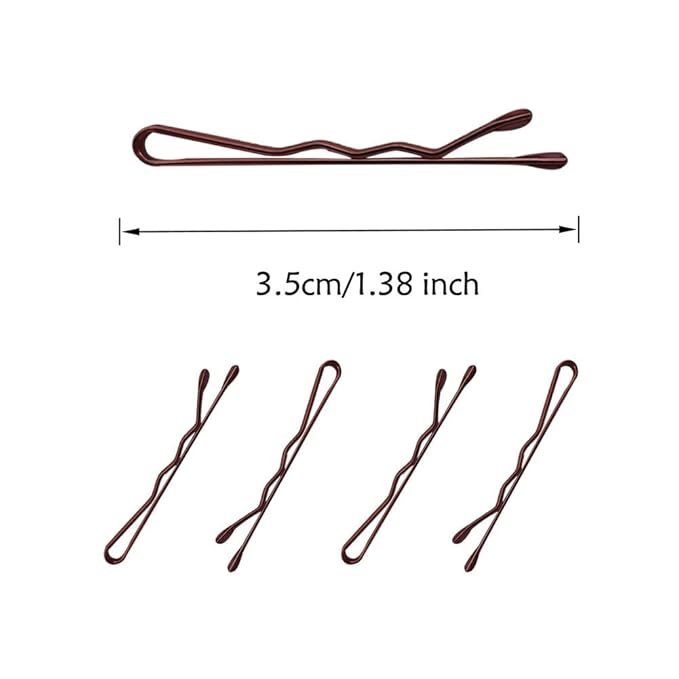 220 Count Mini Wavy 1.38 Inch Bobby Pins Brown, YINGFENG Small Hair Bobby Pins with Storage Box for Updos, Metal Hair Clips for Kids, Girls and Women, Suitable for All Hair Types