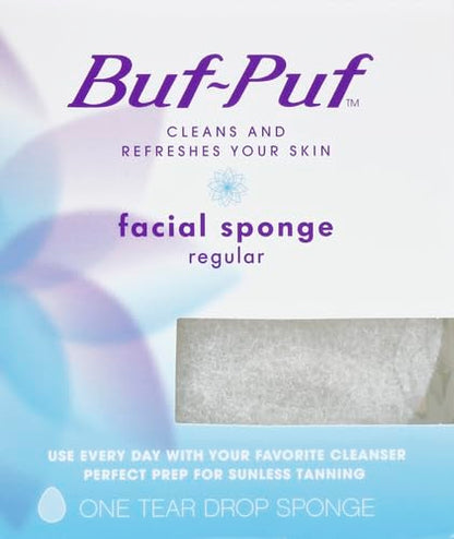 Buf-Puf Regular Facial Sponge, Dermatologist Developed, Removes Deep Down Dirt & Makeup that Causes Breakouts and Blackheads, Reusable, Exfoliating, White, 1 Count (Pack of 3)
