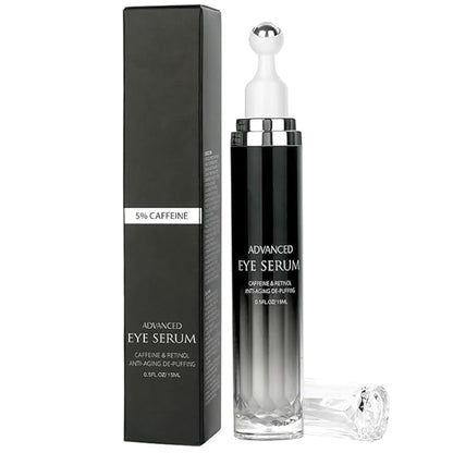 5% Caffeine Eye Serum & Cream for Dark Circles, Puffy Eyes, and Eye Bags - Under Eye Treatment for Women & Men - with 360° Massage Roller – Eye Cream for Reducing Puffiness and Dark Circles