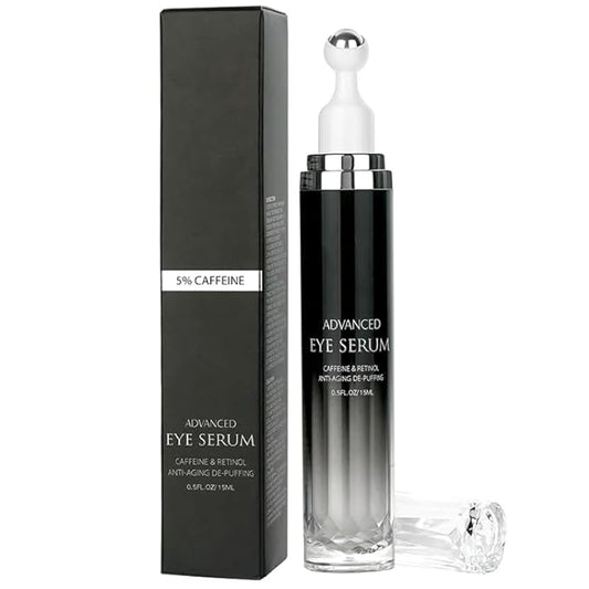 5% Caffeine Eye Serum & Cream for Dark Circles, Puffy Eyes, and Eye Bags - Under Eye Treatment for Women & Men - with 360° Massage Roller – Eye Cream for Reducing Puffiness and Dark Circles