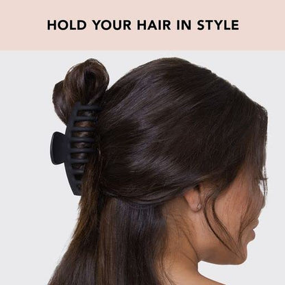 Kitsch Recycled Plastic Large Oversized Matte Hair Clips for Women, Big Claw Clips for Thick Hair, Girls (Black)