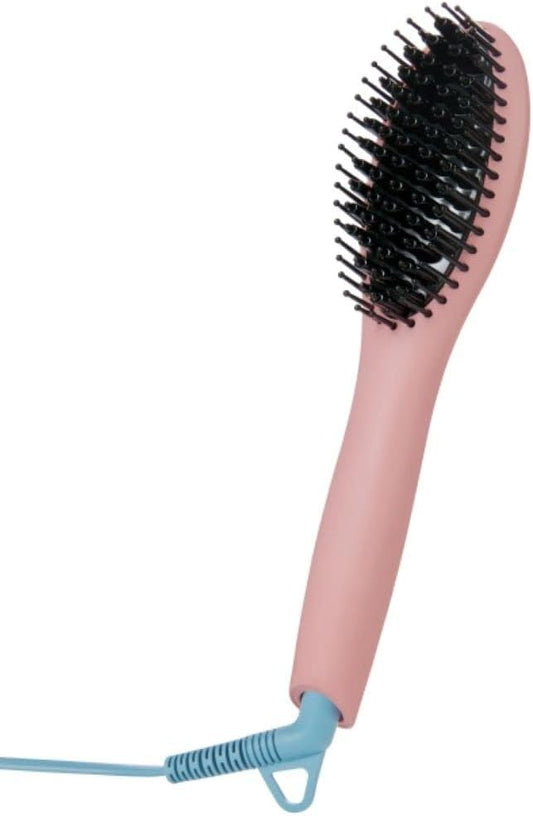FLOWER BEAUTY Ceramic Straightening Brush - Black, 4 Heat Settings for Smooth, Frizz-Free Straight Hair - All Hair Types