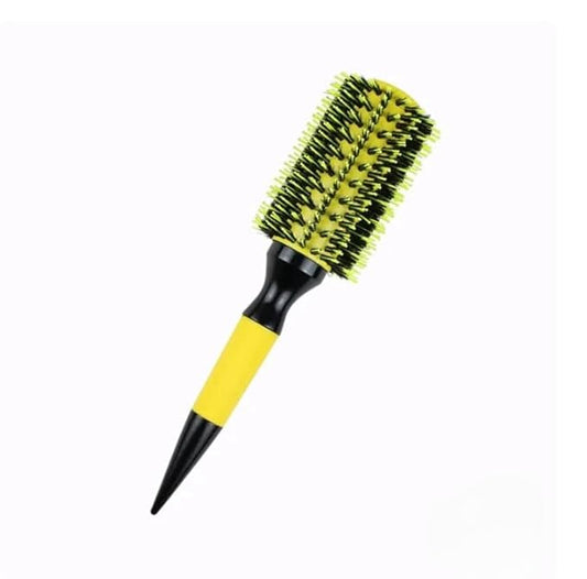3-in-1 Brazilian Hair Brush Curler/Straightener (#18) for All Hair Types, Yellow and Black, Men, Women, Children