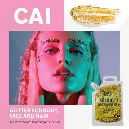 Hair Glitter Gel Body Glitter & Face Glitter for Women/Kids (5 Pk Unicorn) Chunky Iridescent Holograph Stars & Moon Cosmetic-Grade Makeup, Apply Without Glue, Easy to Take Off & Keep Skin Clean