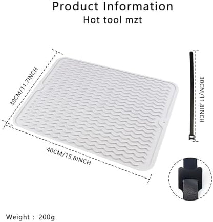 Oversize Silicone Heat Resistant Mat, Heat Mat with Velcro for Curling Iron, Travel Cover Cushion for Curling Irons, Hair Bands and Styling Tools(15.7" X 11.8")