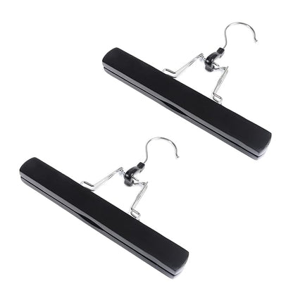 2Pack Wooden Hangers with Clips Hair Hangers Non Slip Skirt Hangers Smooth Finish Solid Wood Jeans/Slack Hanger with 360° Swivel Hook(Hanger Only)