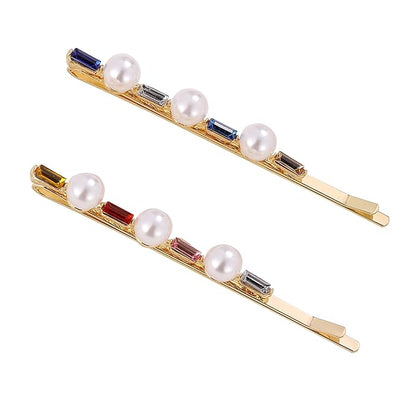 2PCS Rhinestone Hair Pins, Crystal Hair Clips, Handmade Cute Hair Barrettes, Hollow Geometric Hairpins, Elegant Metal Hairpin Hair Accessories Headwear Styling Tools, Gifts for Women Girls (TypeA)