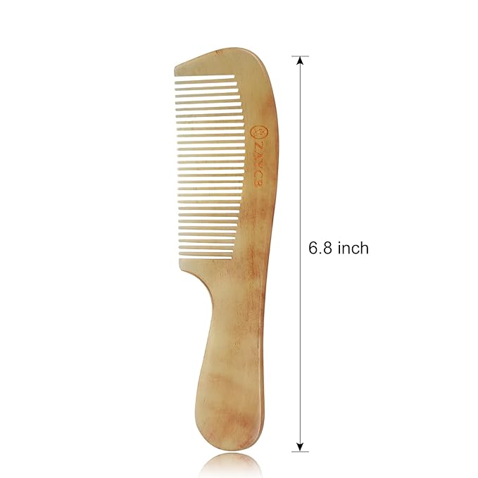 Horn Fine Tooth Comb - Anti-Static Hair Comb - Hair Styling Detangling Comb for All Hair Types (Yellow, Curly, Men, Women, Kids)