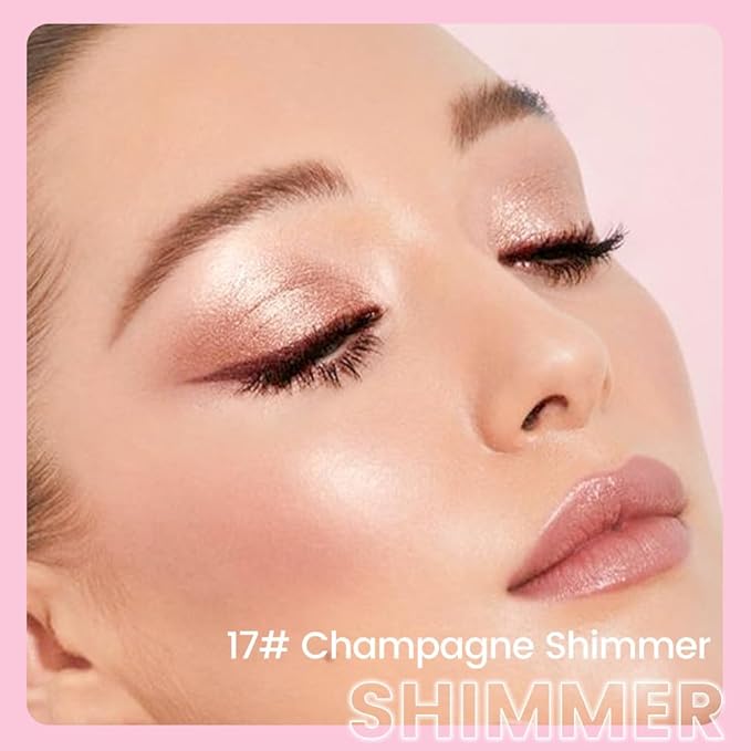 2-in-1 Cream Eyeshadow & Highlighter Stick, Waterproof Champagne Shimmer Eye Shadow Pencil for Women, Long-Lasting Pigmented Makeup, sombras para ojos 13