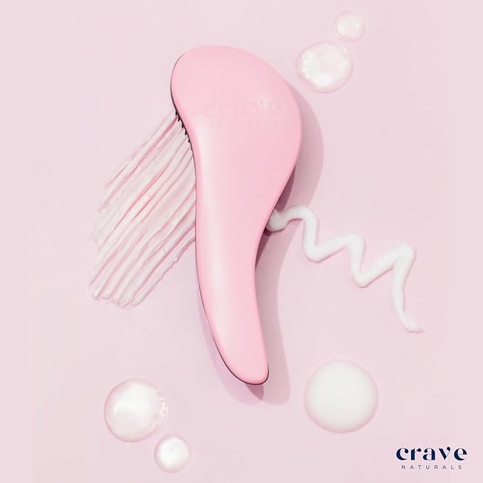 Crave Naturals Biggie Glide Thru Hair Brush - Detangler Brush for Curly, Straight, Wet or Dry Hair - Gentle Detangling Brushes for Adults, Kids, Toddlers - Hair Accessories for Women, 8.4"x3.4" - Pink