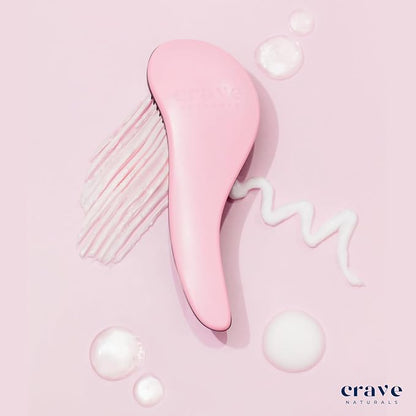 Crave Naturals Biggie Glide Thru Hair Brush - Detangler Brush for Curly, Straight, Wet or Dry Hair - Gentle Detangling Brushes for Adults, Kids, Toddlers - Hair Accessories for Women, 8.4"x3.4" - Pink