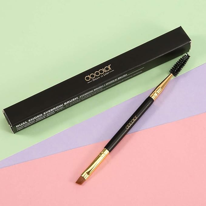 Docolor Duo Eyebrow Brush,Professional Angled Eye Brow Brush and Spoolie Brush Perfect for Lining and Shaping Brows, Spoolie for Brows or Lashes Black