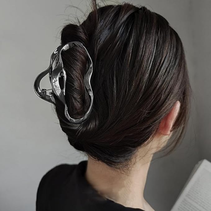 Oval Metal Hair Claw Clips - 2PCS Large Hair Styling Accessories for Women and Girls