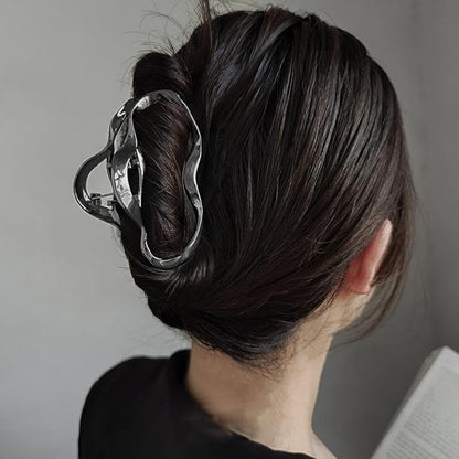 Oval Metal Hair Claw Clips - 2PCS Large Hair Styling Accessories for Women and Girls