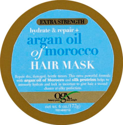 OGX Extra Strength Hydrate Repair + Argan Oil of Morocco Hair Mask Deep Moisturizing Conditioning Treatment, Citrus, 6 Ounce