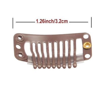 20pcs 9-Teeth Stainless Snap Comb Wig Clips, Hair Extension Clips, Wig Accessories Clip, Diy Clips for Hairpieces Wigs hair extensions (Light Brown)