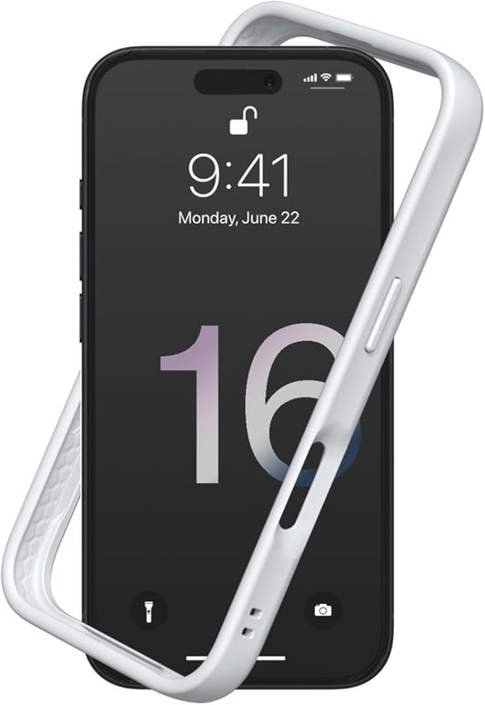 RhinoShield Bumper Case Compatible with [iPhone 16 Plus] | CrashGuard - Shock Absorbent Slim Design Protective Cover 3.5M / 11ft Drop Protection - Platinum Gray