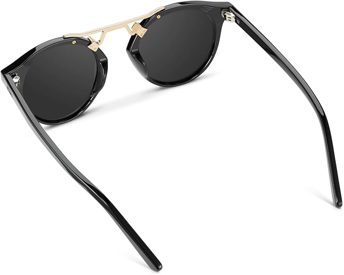 WearMe Pro - Women's Polarized, Round Retro, Double-Bridge Vintage Sunglasses